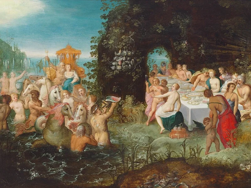 1580-Adriaen van Stalbemt - Nettuno arriva al banchetto degli dei
